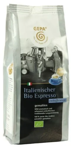 GEPA Italienischer Bio Espresso Entkoffeiniert Siebträgermahlung