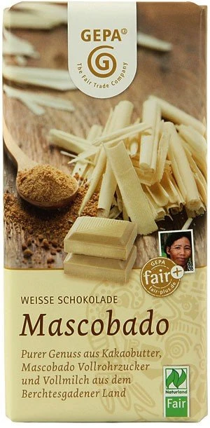 GEPA Weisse BIO Schokolade Mascobado 1 GEPA Weisse BIO Schokolade Mascobado